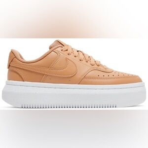 Women’s Nike Court Vision Alta Platform Leather Shoes (White Cognac Caramel)